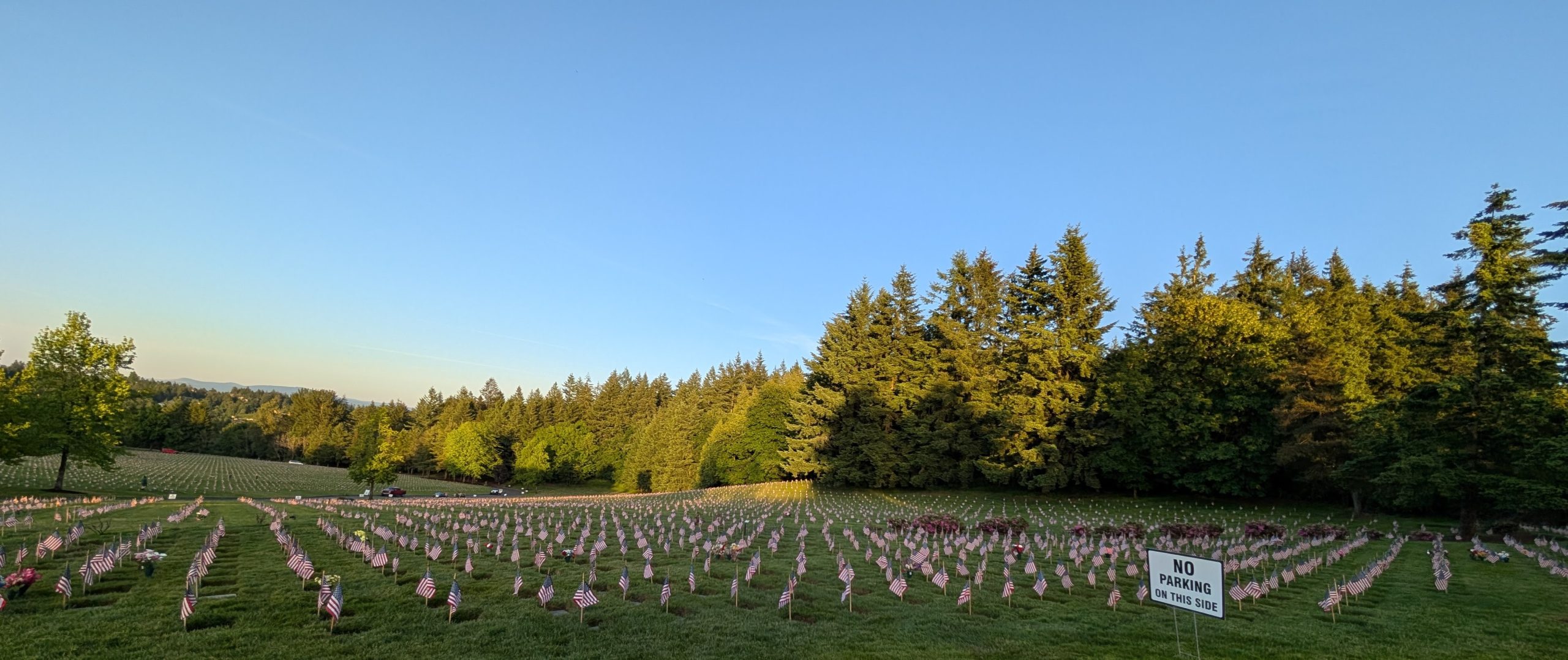 Flags placed at Willamette National Cemetery